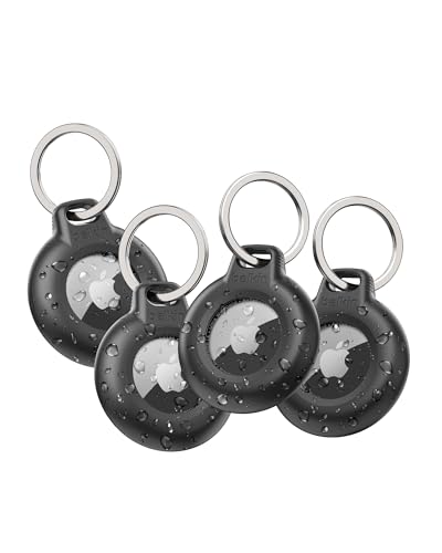 Funda AirTag con llavero resistente para collares de perros y mochilas 4 piezas