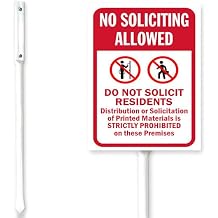 Bidesign 8X12 IN No Soliciting Allowed Do Not Solicit Residents Metal Yard Sign With Stake No Soliciting Lawn Sign Stand For House Lawn Garden Fence Aluminium Funny Decorations Outdoor