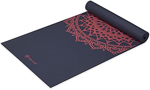 Gaiam Yoga Mat Premium Print Extra Thick Non Slip Exercise & Fitness Mat for All Types of Yoga, Pilates & Floor Workouts, 6mm, Pink Marrakesh