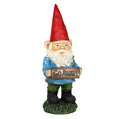 Exhart Funny Go Away Gnome Statue, Durable Resin, Cute Gnome Front Door/Garden Décor, 5"X5"X13" #TOP6
