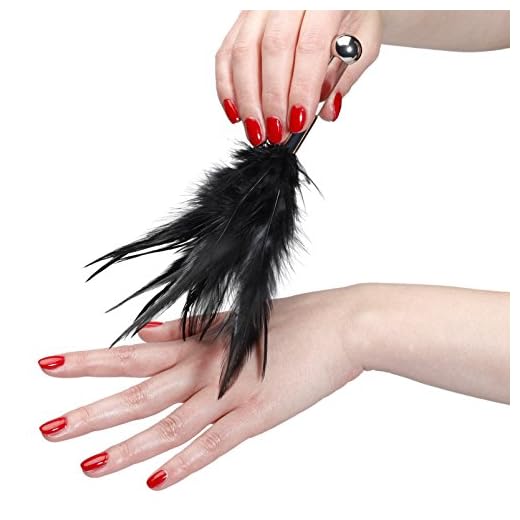 Lunata (Upgrade 2019) Plumero de avestruz erótico (hecho de plumas reales) + Venda, Látigo de Plumas, Negro
