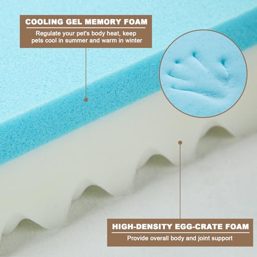 Image of XL Orthopedic Dog Bed Waterproof for Extra Large Size Dogs | 360 Degree Bolster Support, Egg Crate Foam, Waterproof Liner, Non-Slip Bottom, Machine Washable Cover, 41 x 29 Inch