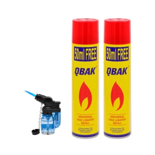 Genérico Pack 2 Botellas de Gas butano 300ml + 100ml Gratis y un mechero sopleto