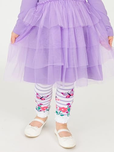 Image of RuffleButts Baby Girls Patterned Footless Ruffled Tights - Ruffle Tights | For Female Infants And Toddlers, Everyday Wear, Special Occasion Outfits, Layering Essential
