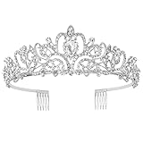 Halloween Silver Crowns for Women Rhinestone Weddings Birthdays Parties Quinceanera Girls' Princess Queen and Bride Crystal Tiara with Combs