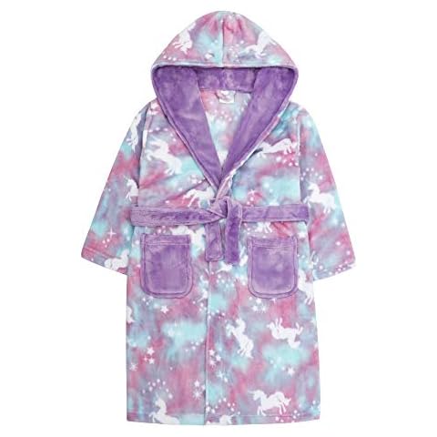MiniKidz & 4Kidz Childrens/Girls Mystical Unicorn Print Plush Fleece Dressing Gown (2-3 Years) Cover