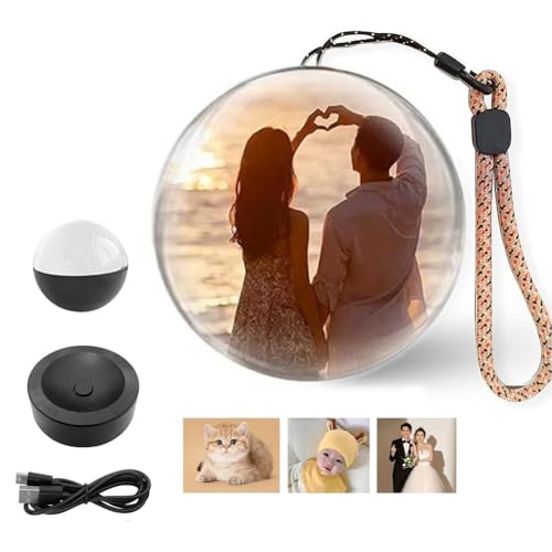 Genérico Bola de Cristal 3D para Ultrasonido, Reproductor de Fotos y Video Digital Personalizado de 2.7, con Sonido y Pantalla Electrónica, Bola de Video para Parejas, Mascotas y Recuerdos,Negro
