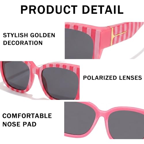 Image of SIPHEW Mirrored Sunglasses Polarized Fit Over Glasses for Women - Trendy Large Square w UV400 Protection Sun Glasses