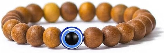 KCC ENTERPRISESandalwood Chandan Round Beads Bracelet for Men and Women, 10mm Yoga Meditation Bracelet with Evil Eye Protection