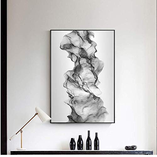 Pintura al óleo negro blanco abstracta para decorar paredes de salones modernos contemporáneos