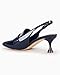 Coutgo Women's Pointed Toe Sandals Slingback Kitten Heel Pumps Slip On Ankle Buckle Dress Shoes, Navy, Size 8
