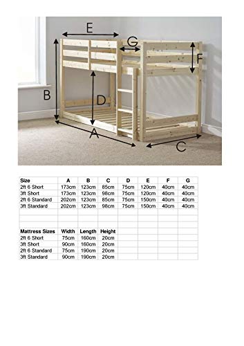 small bunk beds 2ft 6