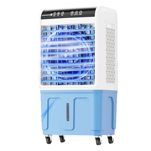 Aire Acondicionado portátil, Ventilador de 3 velocidades con depósito de Agua Extragrande, oscilación de 120° y Compartimento para Hielo, Enfriador de Aire evaporativo para dormito