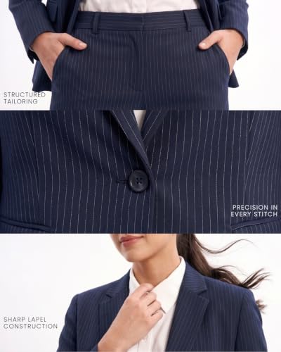 Image of SaintX Women's 2-piece Suit Set - Tailored Formal Blazer with Matching Formal Bell Trousers | Slim Fit | Fully Lined Blazer | Office, Workwear, Business Attire