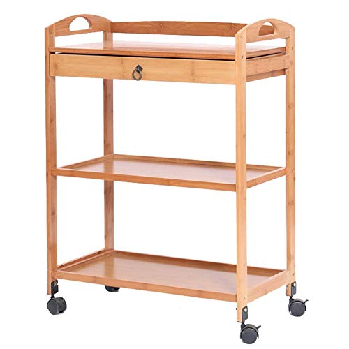 Carrito de cocina multifuncional con ruedas giratorias 360 y estructura marrón para comer 2