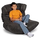 Big Joe Roma Gaming Bean Bag Chair for Kids, Teens, Adults, Shadow Graphite Vintage Suede, 3 Foot Lightweight Refillable