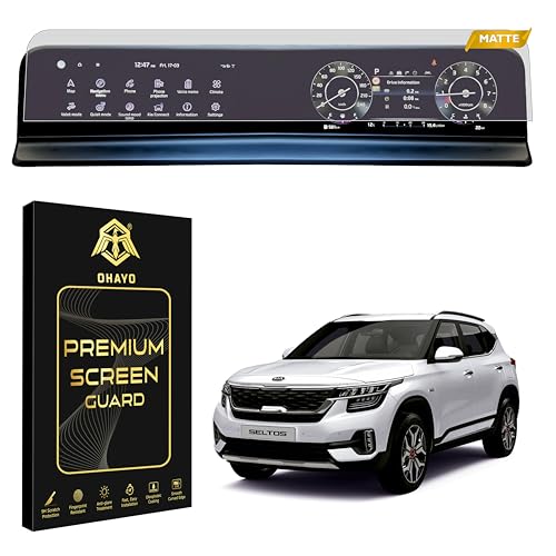 Image of OHAYO 9H Hard Screen Protector for New Kia Seltos 2023 Facelift (HTX, HTX+, GTX+) - Dual Full Touch Infotainment Display & AC Panel Guard | Military Strength, Scratch Resistant, HD Clear | Not Tempered Glass