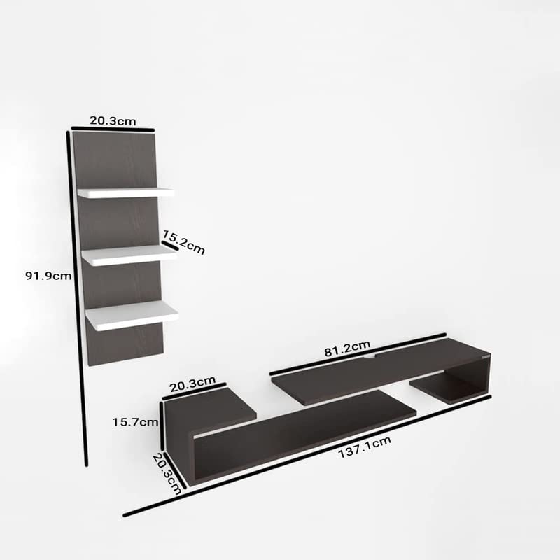 White Stack Tv Unit Wall Mounted Engineered Wood TV Unit, TV Cabinet for Wall, TV Stand for Wall, TV Stand Unit Wall Shelf for Living Room, Set Top Box Wall Display Rack Stand (Wenge/White) 3 41mBdzG3YEL