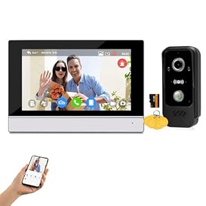FTes RFKits Video-Türsprechanlage 4-Draht mit 7-Zoll-Monitor und RFID