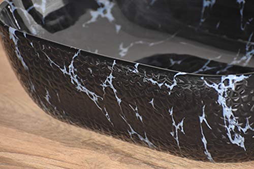 Image of InArt Ceramic Wash Basin /Vessel Sink /Over or Above Counter Top Wash Basin for Bathroom Rectangle Shape Black Marble Color 18 x 13 x 5.5 Inch