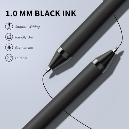 InkSlick 208 Pack Black Pens - Bulk Pens, Medium Point Ballpoint Pens, Smooth Ink, 1.0MM Retractable Click Pen for Waitress, Server, Office Black Ink by InkSlick - Image 3