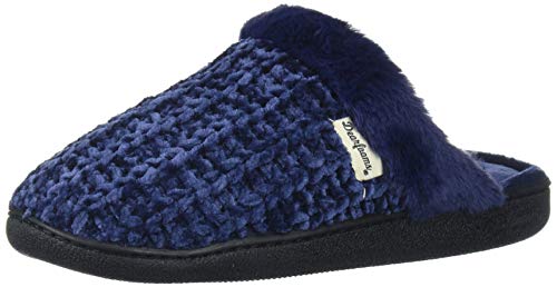 Dearfoams Women's Marled Cable Knit Chenille Clog with Wide Widths Slipper, Black, Large