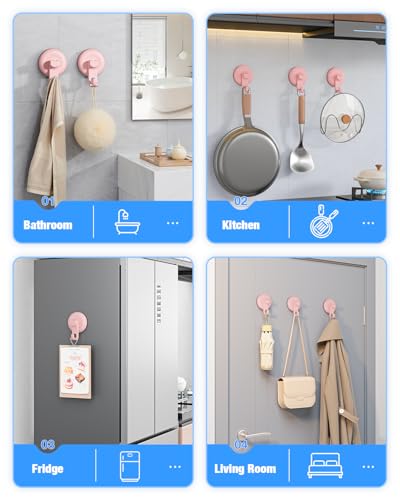 Crochets de douche à ventouse rose JOTPE x4 - 4