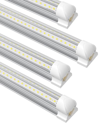 SUSLUM 4-Pack T8 LED Shop Light 4FT, 42W 6300 Lumen 6000K Cool White, 4 Years Warranty, Linkable and Plug and Play Lights for Garage Ceiling Workshop Commercial Lighting