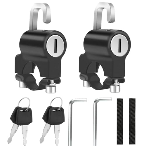 JJiaoLinin Bloqueo de Casco,2 Piezas Cerradura de Casco de Moto Candado Universal Casco con Llaves Helmet Lock para 22-25mm Manillar, Moto, Bicicleta, Scooter