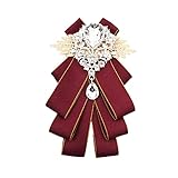 Topz rhinestone red bow tie men's ties ribbon Brooch jabot collar brooch pins fashion diamond rhinestone PreTied Neck Tie Jewelry Collar Pin Girl Cravat Gift for Men(red)