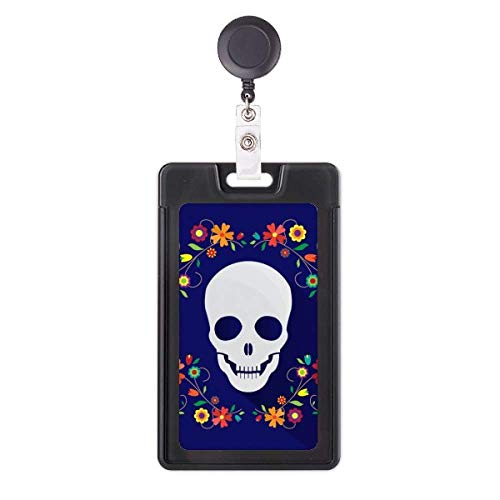 Porte-badge rétractable motif tête de mort enrouleur badge pour carte d'accès