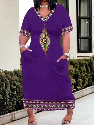 Image of PinkPatty Women's Oversize V Neck Short Sleeve Maxi Dress with Pockets