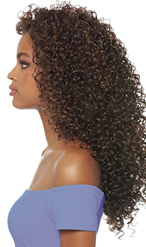 (4) - DOMINICAN CURLY BUNDLE HAIR (4 Medium Brown) - Outre Batik Quick Weave Synthetic Half Wig