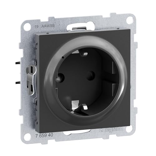 LEGRAND, SEANO with Netatmo vernetzte Steckdose, Messung des Stromverbrauchs, Schrauben oder Spreizkrallen, automatische Steckklemmen, LED-Anzeige, Smart Home, 16 A, 3680 W, Farbe: Anthrazit, 765940