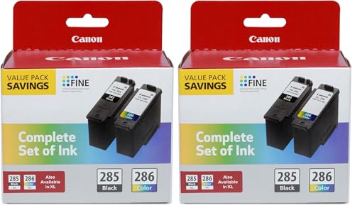 Image of Canon PG-285 Black /CL-286 Tri-Color Standard-Yield Ink Cartridges, 6197C004, 2 Count (Pack of 2)