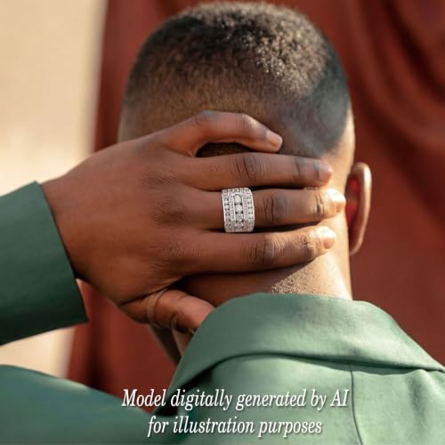Heinlov Wide Moissanite Rings for Men D Color VVS1 Statement Vow Size 9 by Heinlov - Used condition - Image 7