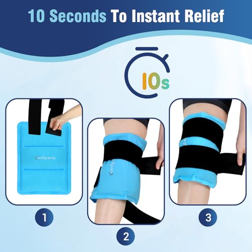 Image of Comfytemp Ice Packs for Injuries Reusable, Large Hot Cold Gel Pack for Shoulder Back Knee Pain Relief, Instant Compress for Arthritis, Swelling, Sprains, Bruises, 2 Adjustable Straps, 10.5 inchx14.5 inch