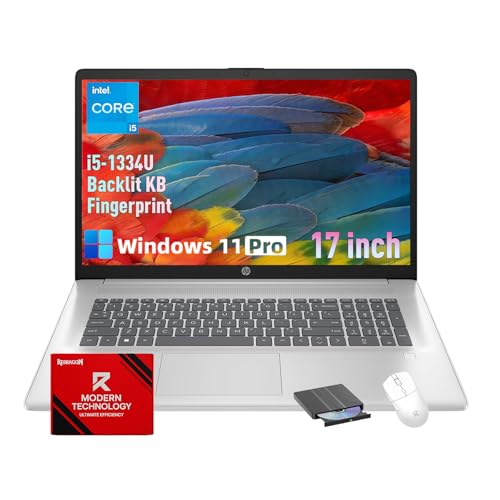 Image of HP Flagship 17 Laptop Computer, 64GB RAM, 2TB SSD, Intel 10-Core i5-1334U, Backlit Keyboard, Windows 11Pro, Fingerprint Reader, 17.3 inch Anti-Glare Display, Fast Charge, Wi-Fi 6, w/Accessories