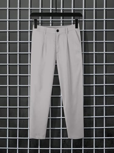Image of Aahwan Men's Black Regular Fit Mid Rise Solid Pleated Baggy Korean Trousers