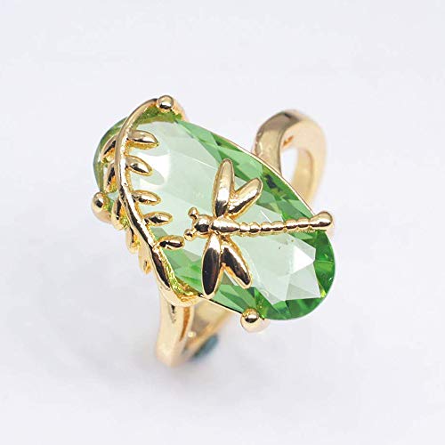 Sinwo Women Exquisite Ring Sea Blue Sapphire Diamond Jewelry Cocktail Party Bridal Engagemen Ring Gift (Green, 10) #TOP2