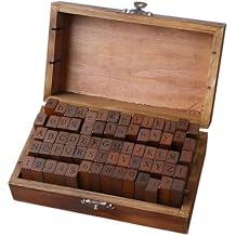 Set of 70PCS Rubber Stamp Letters Alphabets,Rectangular Capital & Lower Case Wooden Rubber Alphabet Letters Number Symbol Stampsfor Card Making, DIY Craft, Scrapbooking Supplies