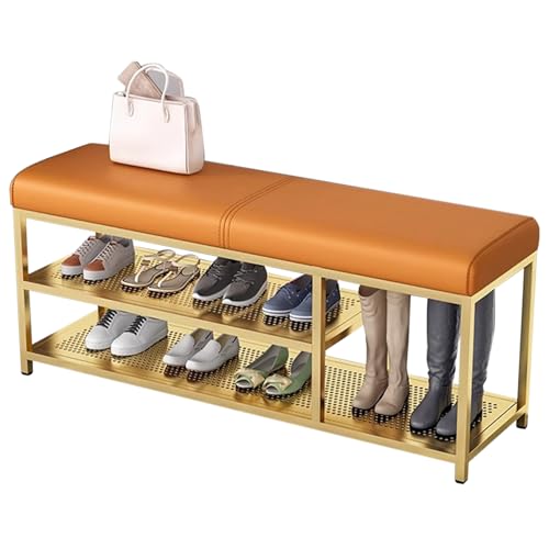 Banc de rangement à chaussures compact doté de deux étagères et d'un siège pour porte d'entrée