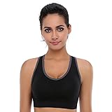BAOMOSI Women's Seamless Racerback Sports Bra High Impact Support Yoga Gym Workout Fitness Black M