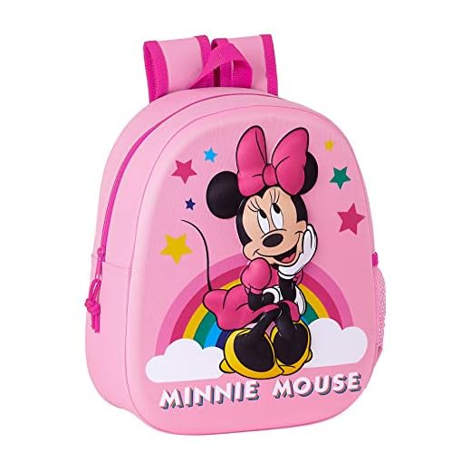 Safta Mochila Diseño 3D Adaptable a Carro de Minnie Mouse, 270x100x320mm, Rosa Claro