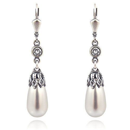 Preisvergleich Produktbild Perlen-Ohrringe mit Kristallen von Swarovski® Silber NOBEL SCHMUCK