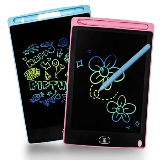 Dyaucwpo 2 Pièces 8,5 Pouces Tablette Dessin LCD Magique Enfant, Tablette d'écriture LCD Colorée Effaçable Et réutilisables avec Fonction de Verrouillage, Tablette Dessin pour filles Garçons Rose Bleu