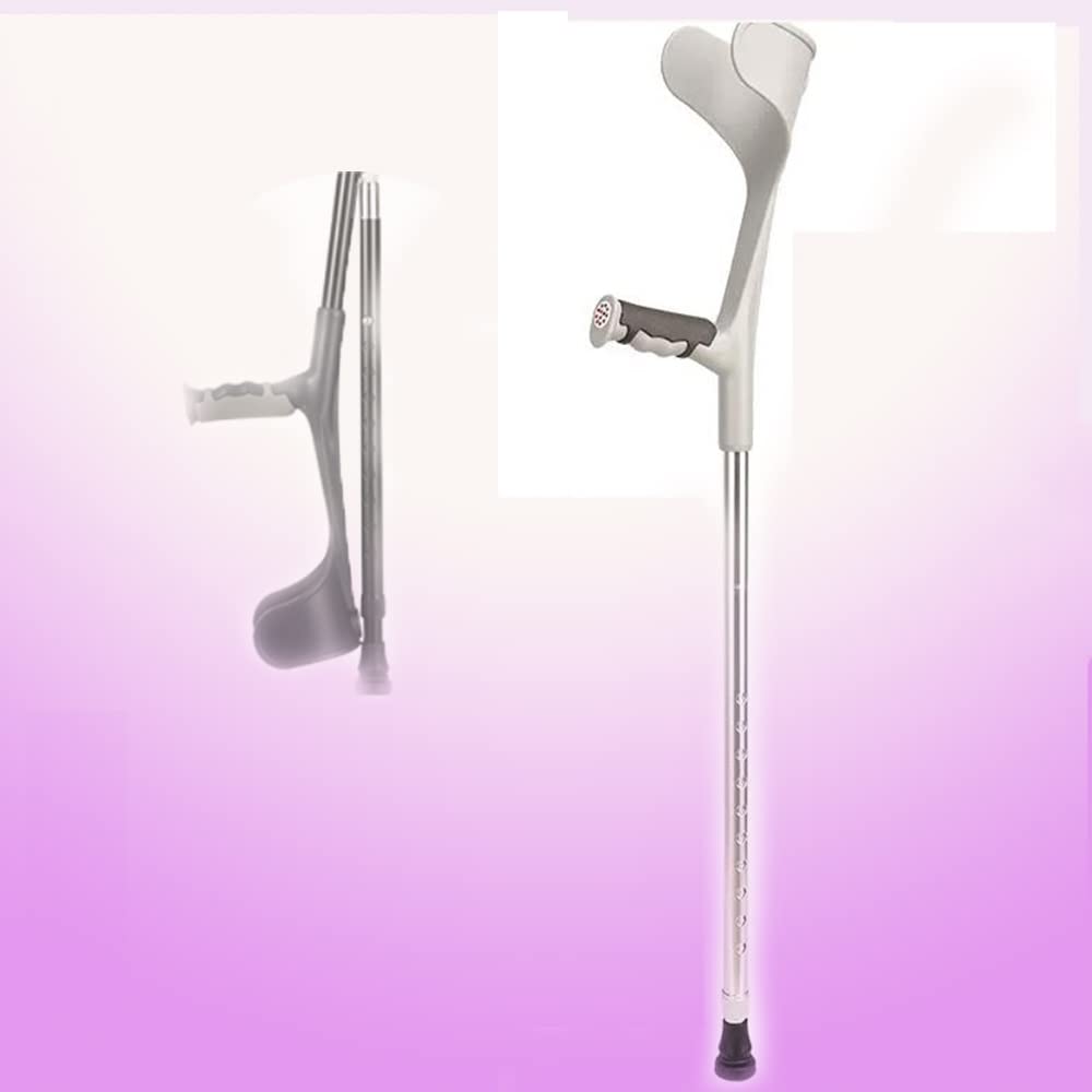 Plegable Muletas Ortopédicas De Aluminio, Ajustables Muletas De Antebrazo, Adulto Bastones para Caminar, Ajustables Bastón para Mayores Discapacitados (Color : Silver)
