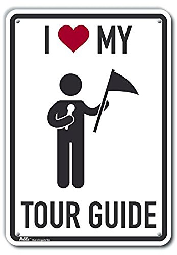 Panneau plastique rectangulaire 25,4x35,6 cm I Love My Tour Guide noir
