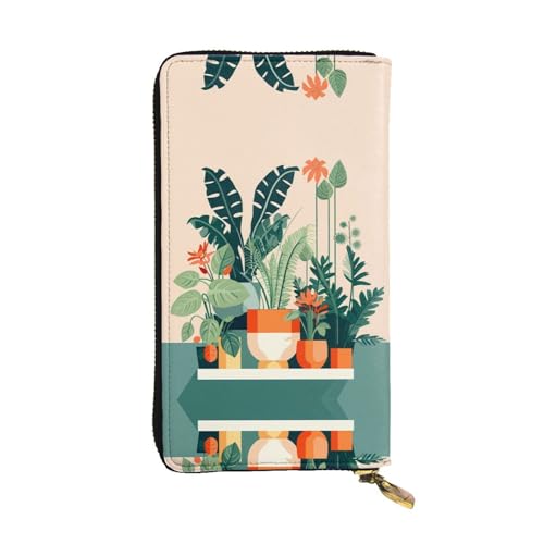 Cartoon small green plant Long Clutch Wallet for Fashionable Women - Lightweight, Durable, Personalized, and Stylish