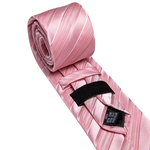 Image of Barry.Wang Tie Sets for Men Silk Stripe Necktie Woven Checkered Handkerchief Cufflinks Formal Business Wedding